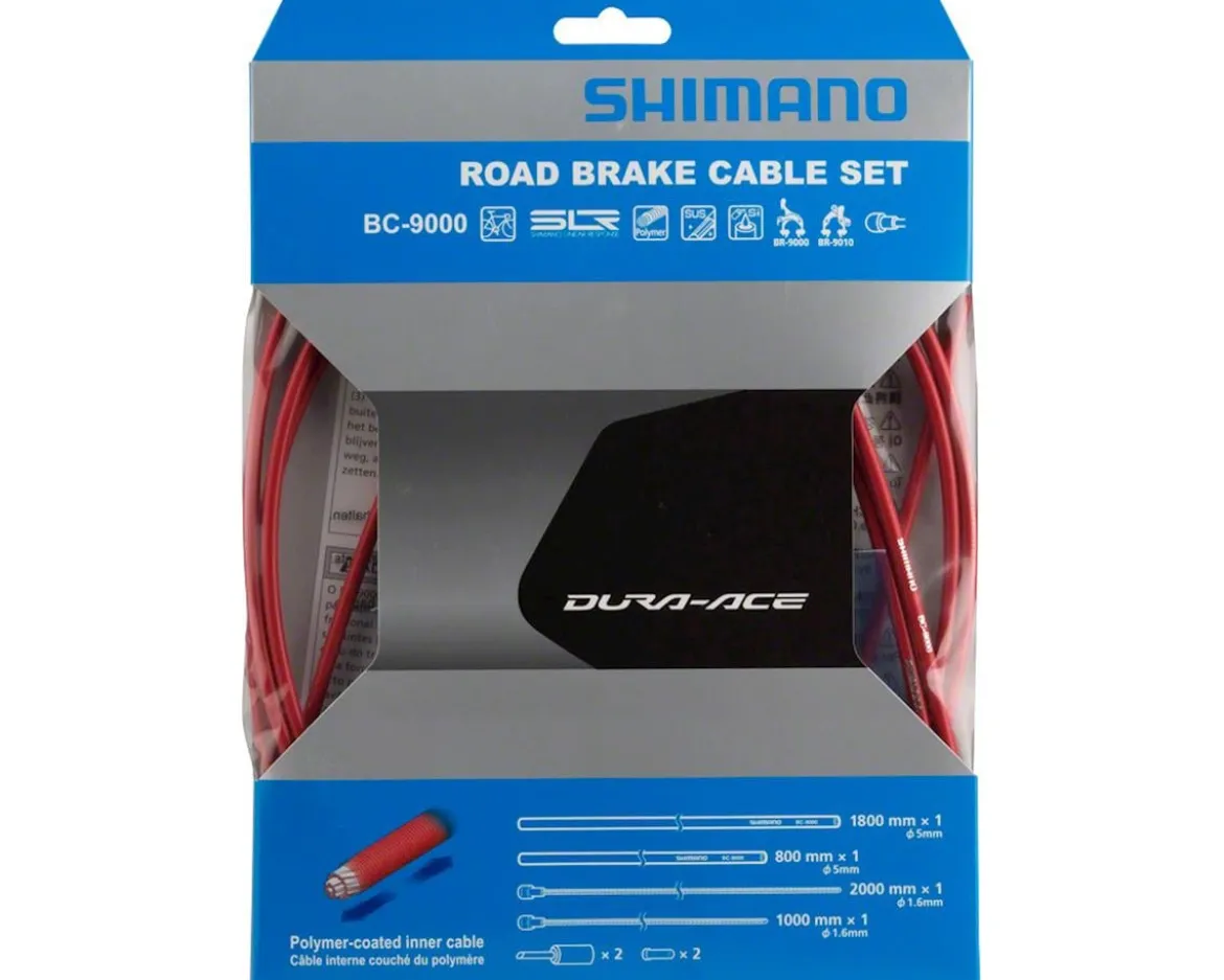 Shimano Dura-Ace BC-9000 Road Brake Cable Set (Red) (Polymer-Coated) (1.6mm) (1000/2050mm)