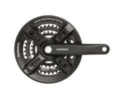Shimano Altus FC-M311 Crankset (Black) (3 x 7/8 Speed) (Square Taper) (170mm) (42/32/22T) (Riveted) (w/ Chain Guard)