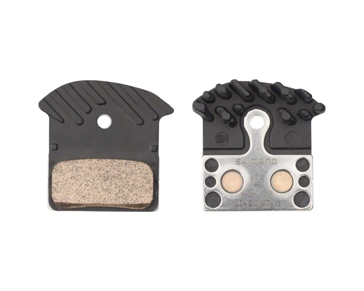 Shimano J04C-MF Disc Brake Pads & Springs (Metal Compound) (Finned Alloy & Stainless Steel Back Plate) (Box/25 Pairs)