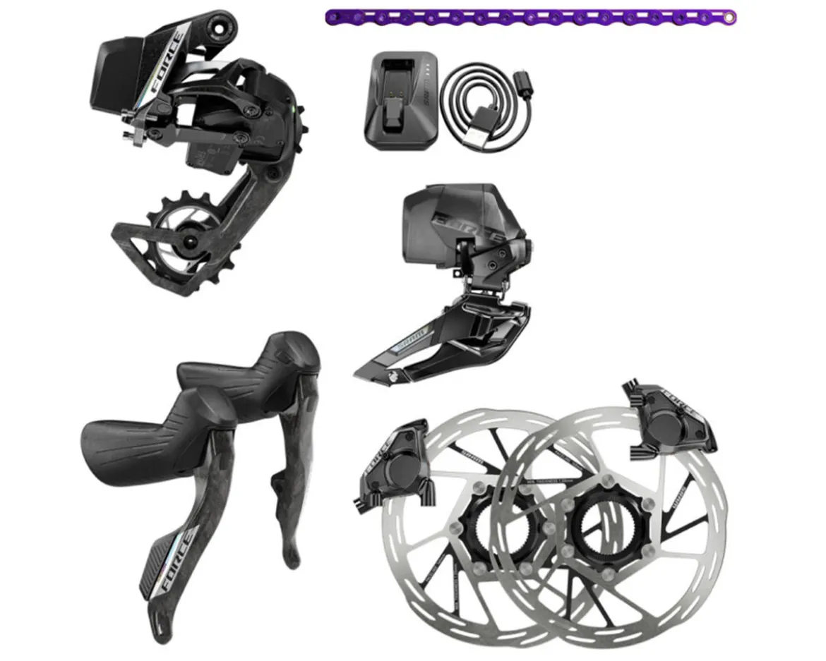 SRAM Force 2x Road Groupset (Black) (2 x 12 Speed) (E1) (w/Purple Chain)