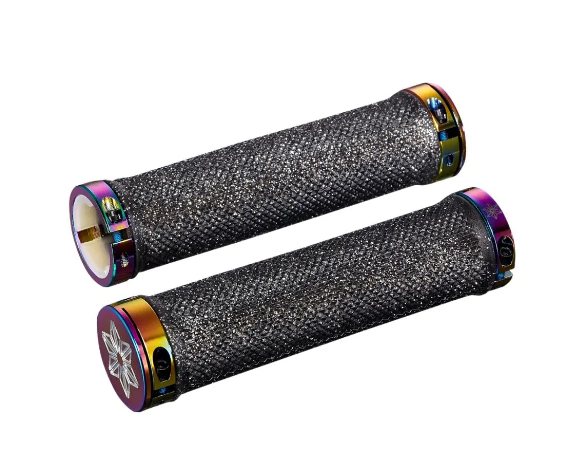 Supacaz Diamond Kush Locking Grips (Black/Oil Slick)