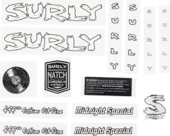 Surly Midnight Special Frame Decal Set (White w/ Record)