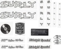 Surly Midnight Special Frame Decal Set (Silver w/ Record)
