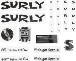 Surly Midnight Special Frame Decal Set (Black w/ Record)
