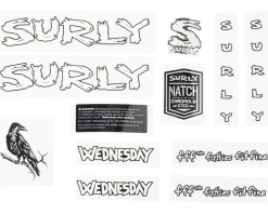 Surly Wednesday Frame Decal Set (White w/ Crow)