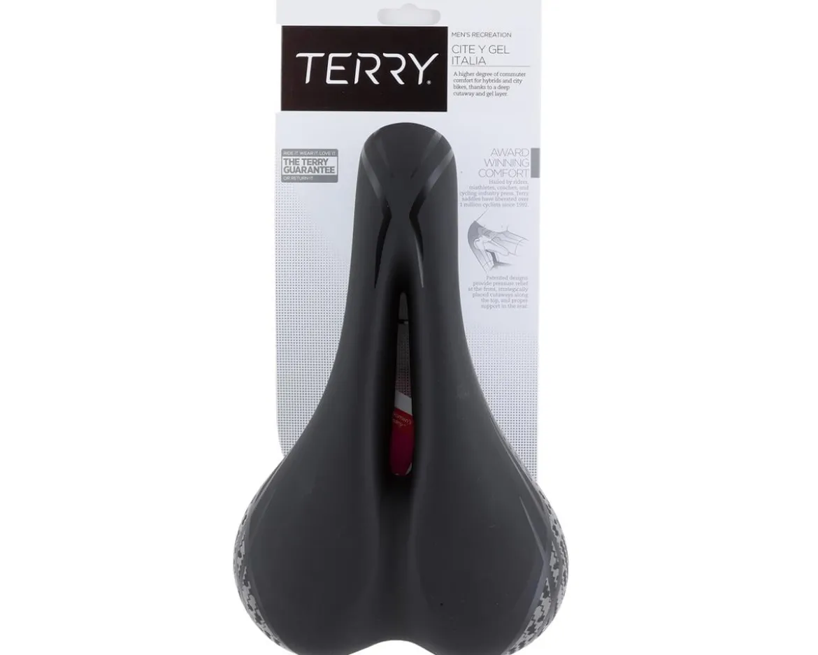 Terry Cite Y Gel Italia Saddle (Black TEX) (Steel Rails) (165mm)