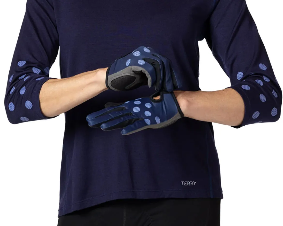 Terry Women's Full Finger T-Gloves (Navy Dots) (S)