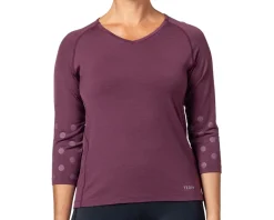 Terry Women's Merino 3/4 Sleeve Top (Wine Dots) (S)