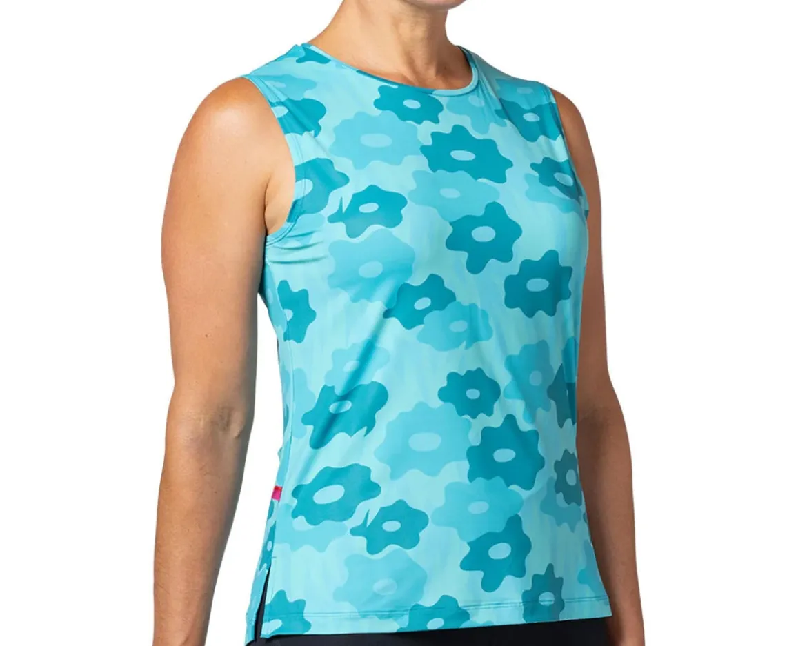 Terry Women's Soleil Split Tank Sleeveless Jersey (Blue Daisy) (S)