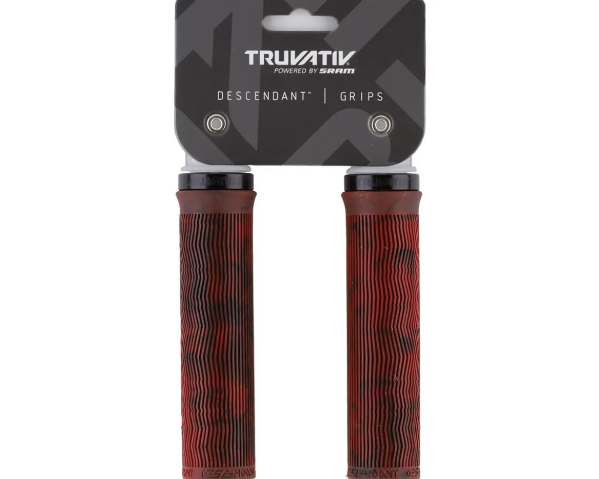 TRUVATIV Descendant Lock-On Grips (Red/Black Marble) (133mm)