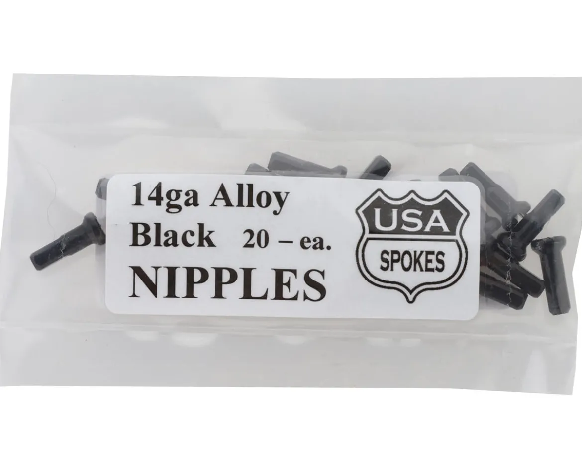 USA Brand 14g Alloy Nipples (Black) (Bag of 20)