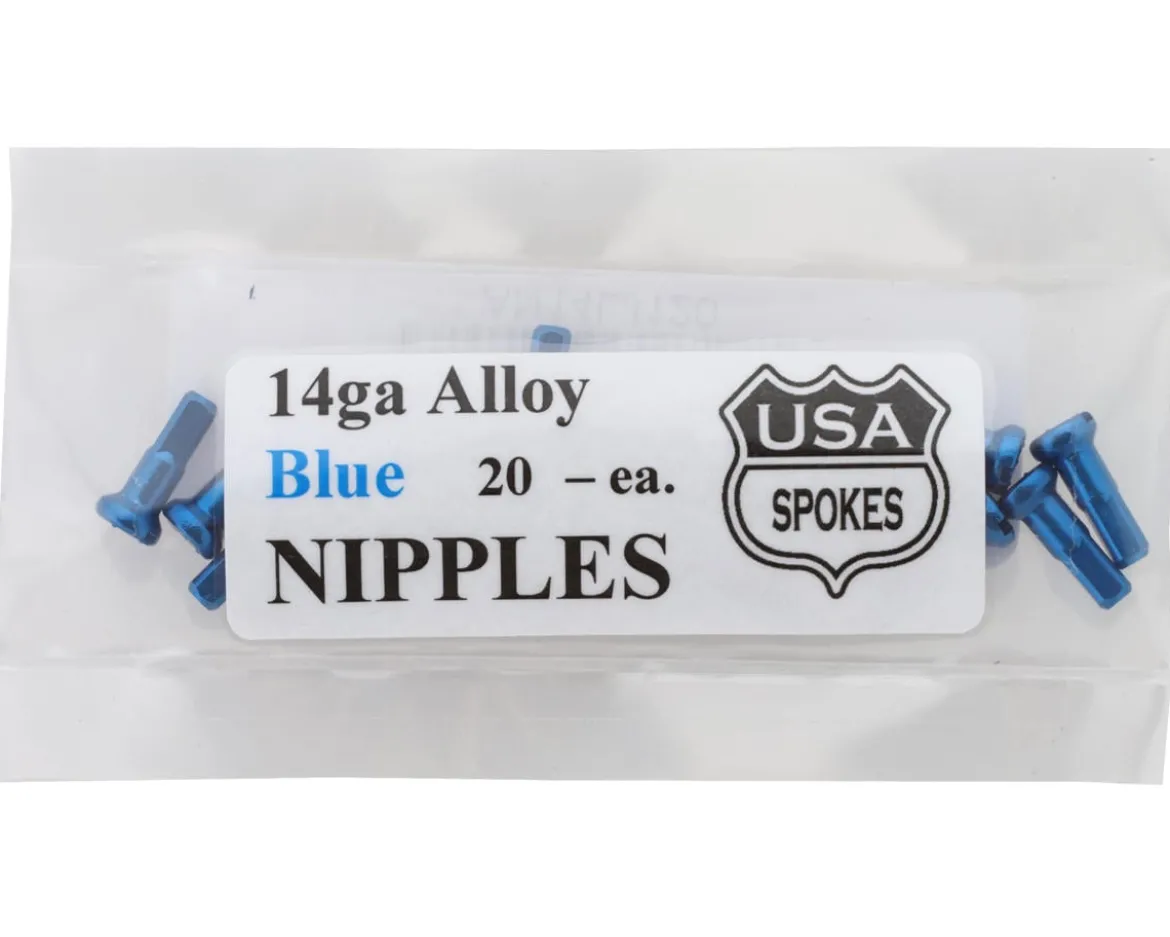 USA Brand 14g Alloy Nipples (Blue) (Bag of 20)