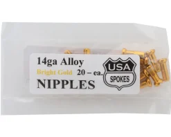 USA Brand 14g Alloy Nipples (Bright Gold) (Bag of 20)