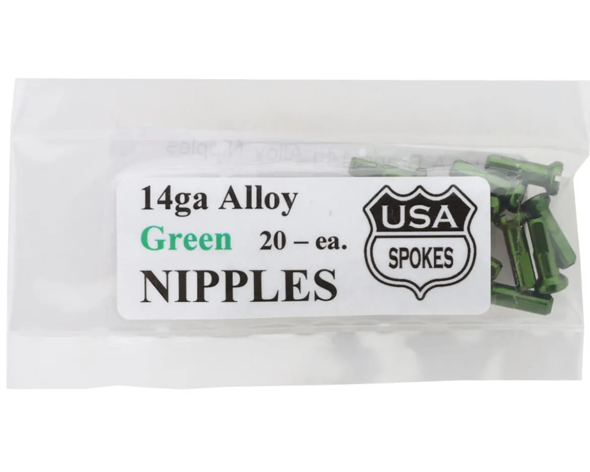 USA Brand 14g Alloy Nipples (Green) (Bag of 20)
