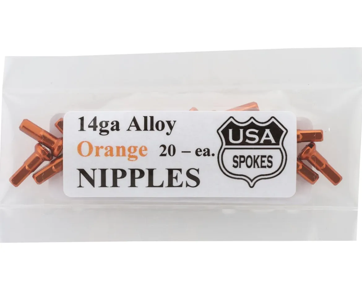 USA Brand 14g Alloy Nipples (Orange) (Bag of 20)