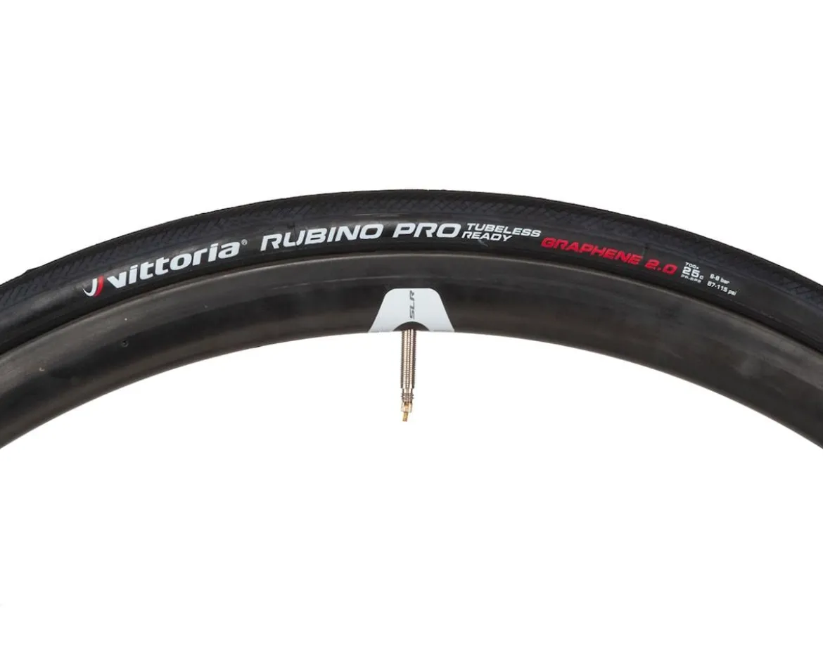 Vittoria Rubino Pro TLR Tubeless Road Tire (Black) (700c) (25mm) (Graphene 2.0)
