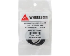 Wheels Manufacturing Aluminum Headset Spacer (Black) (1-1/8'') (1.5mm) (5 Pack)