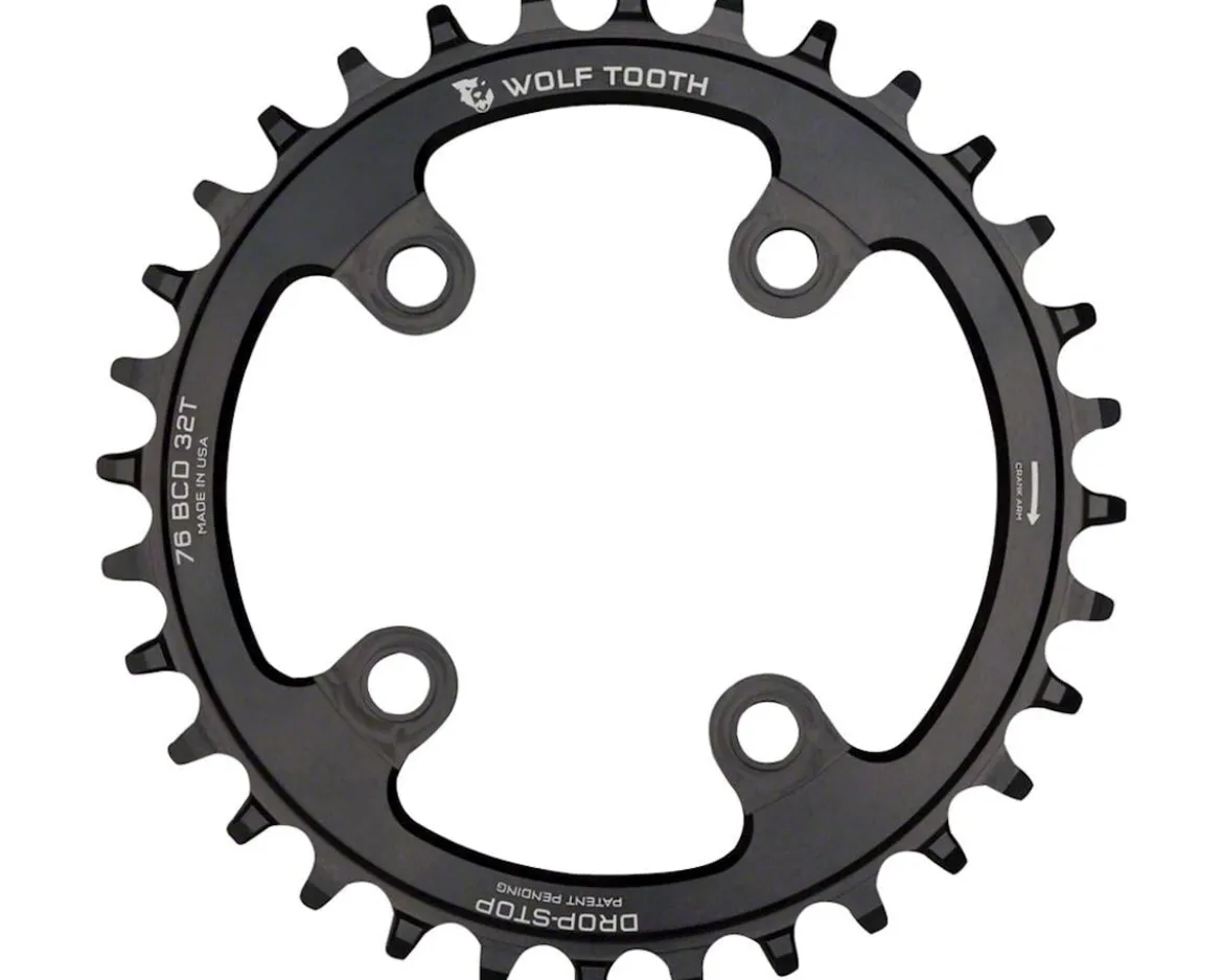 Wolf Tooth Components Chainring (Black) (76mm BCD) (Drop-Stop A) (Single) (30T) (SRAM XX1, Cannondale, Specialized Stout)