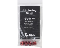 Wolf Tooth Components Dual Hex Fitting Chainring Bolts (Red) (6mm) (4 Pack) (For 1x Use)