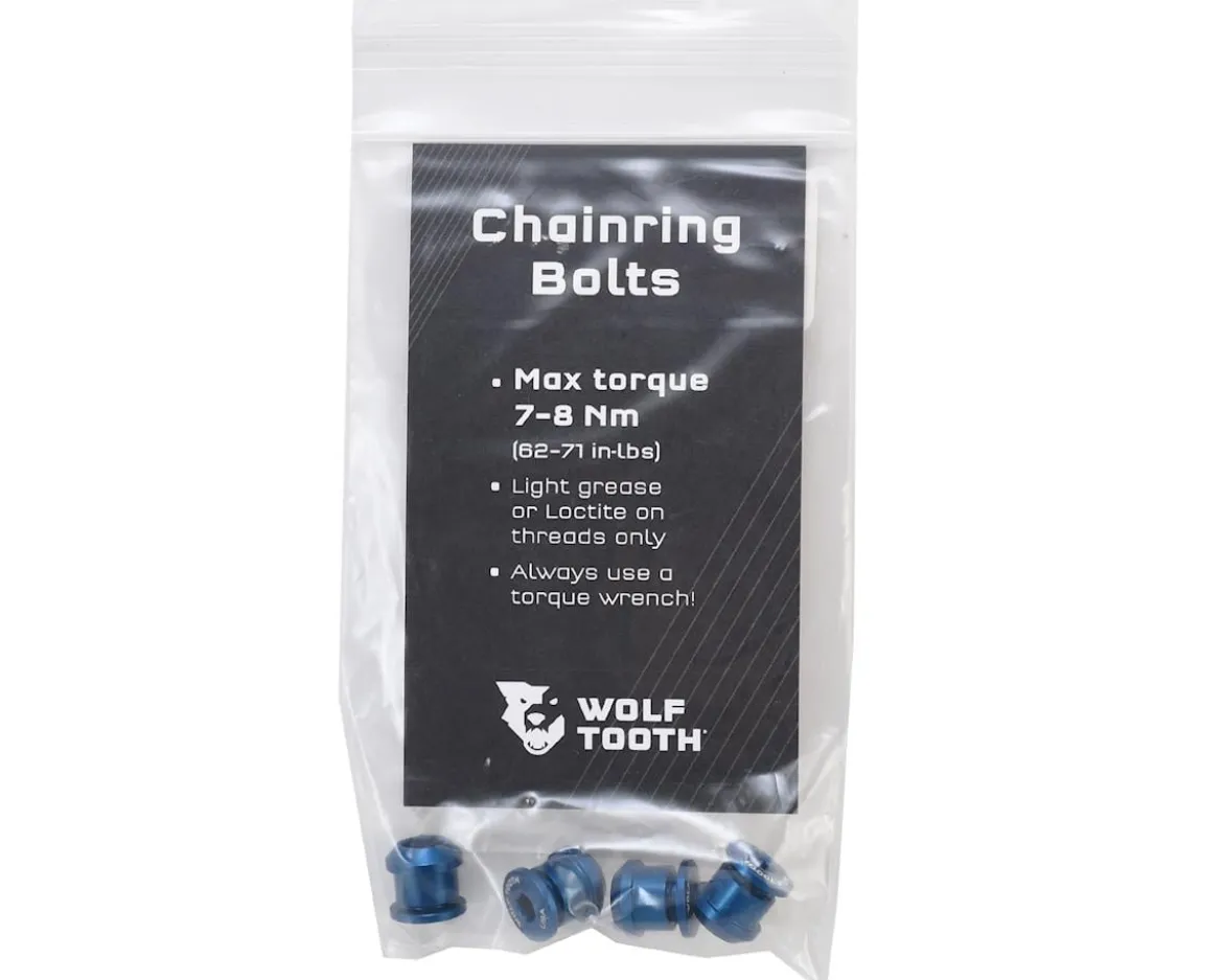 Wolf Tooth Components Dual Hex Fitting Chainring Bolts (Blue) (6mm) (4 Pack) (For 1x Use)